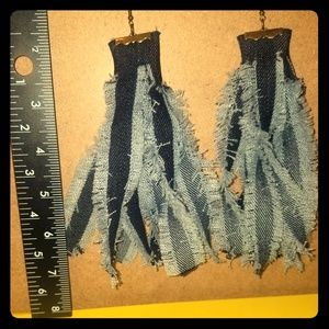 Fringed Denim Earrings